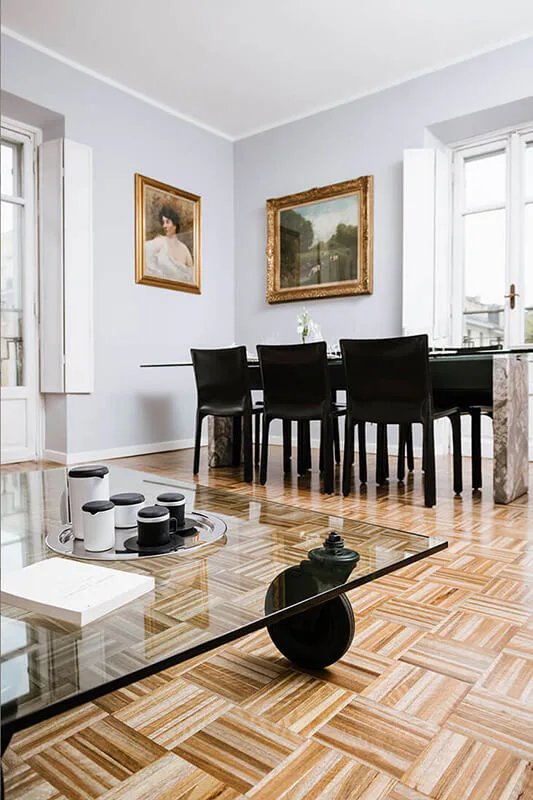 tavolo vetro parquet lavori casa design